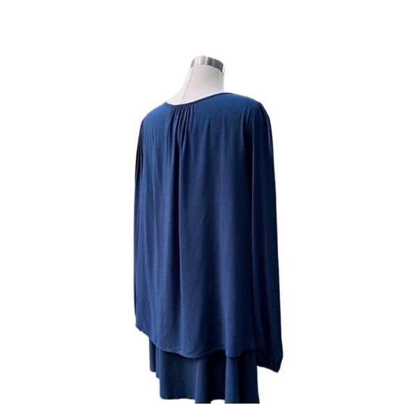 Free People Long Sleeve Keyhole Neck Blue Beck Layered Swing Dress. Size Small - Picture 7 of 10